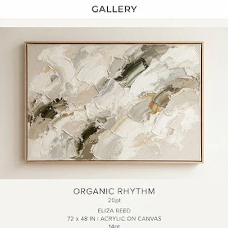 Broad, energetic palette knife strokes in soft neutral tones, cream and hints of deep olive